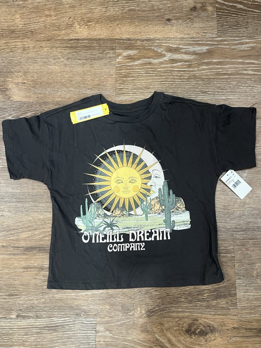 O’Neill Desert Dream Oversized Boxy Tee Small Black Graphic Boho Western NWT